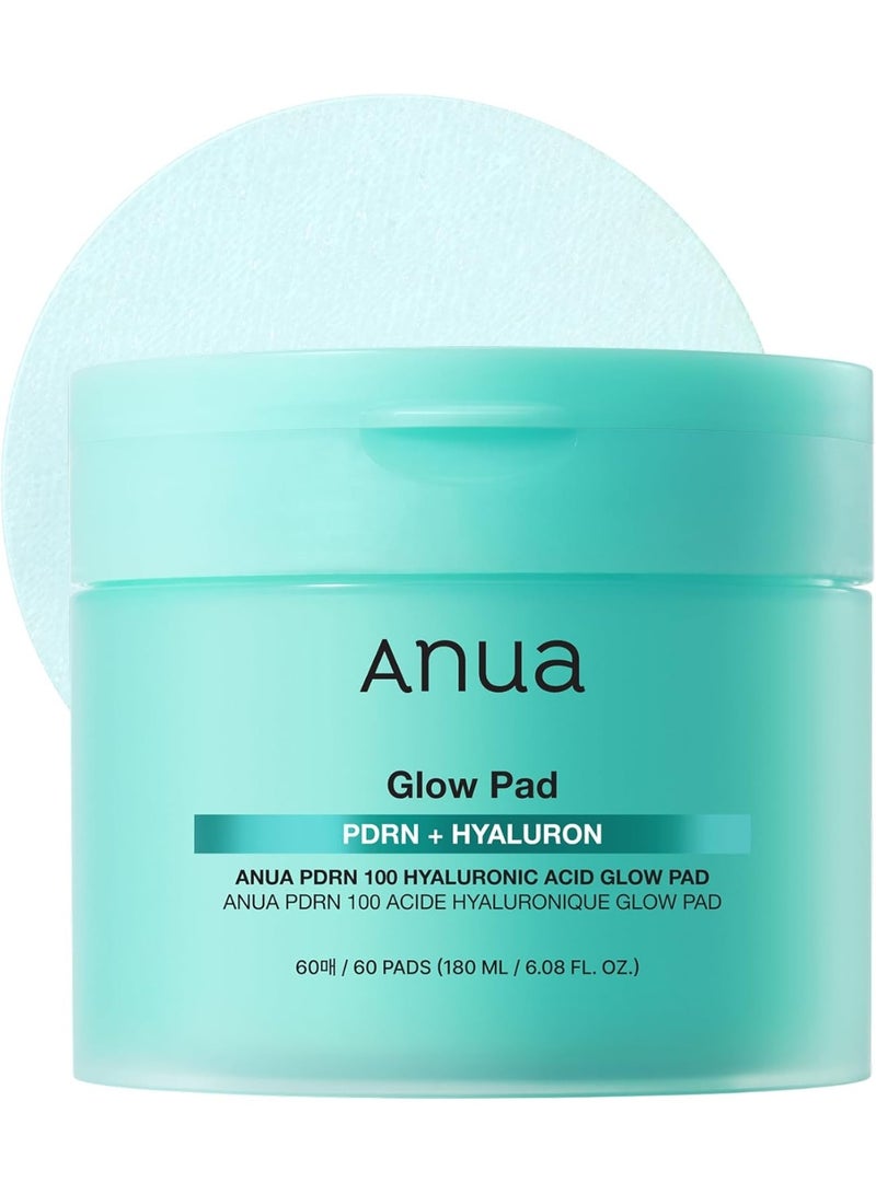 Anua PDRN 100 Hyaluronic Acid Glow Pad, Glow-Plumping Korean Face Care for Daily Skincare & Makeup Prep, Dual-Sided TonerPad for Radiant Skin & Deep Hydration (60 Pads) 180ml - Image 1