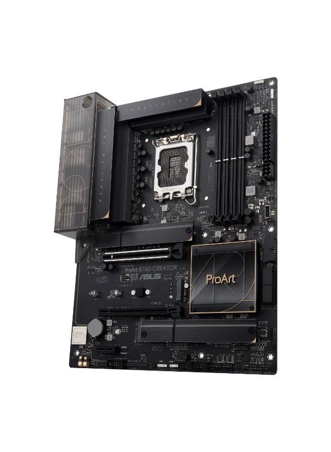 أسوس ProArt B760-CREATOR Intel LGA1700 Motherboard, DDR5 192GB Max, PCIe 5.0 x16, 3× M.2 PCIe 4.0, 4× SATA, Dual LAN (2.5Gb + 1Gb), USB 3.2 Gen 2x2 Front Type-C 60W QC4+, Thunderbolt 4 Header, ATX, AI Noise Cancelation, ProArt Creator Hub | 90MB1F20-M1EAY0 - Image 2