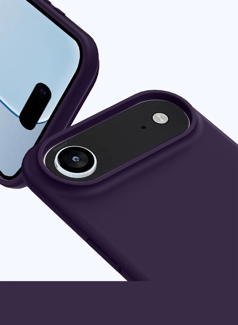 MARGOUN 2Packs Liquid Silicone Protective Phone Case for iPhone 17 Air , Soft Anti-Scratch Microfiber Lining Utra Slim Drop Protection Phone Cover with Privacy Screen Protector - Purple-4 - Image 3