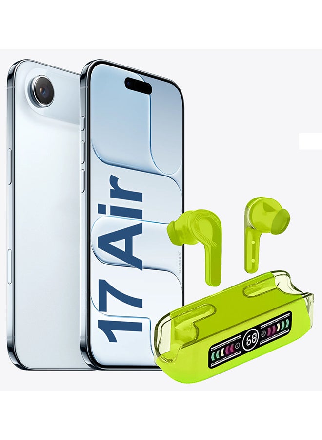 مارجون Stereo Wireless Headset for iPhone 17 Air with Auto Pairing and LED Display - Green - Image 1