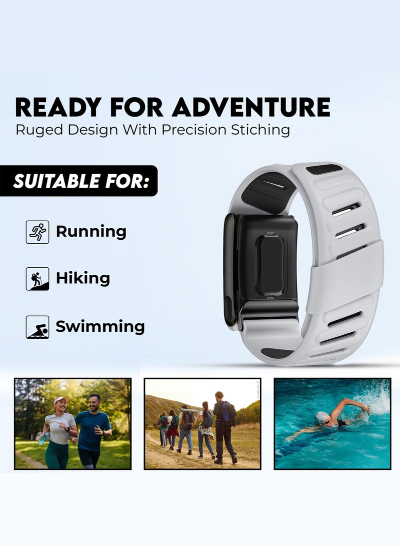 MARGOUN Sports Silicone Ventilated Band Compatible with Whoop MG - Waterproof Adjustable Fitness Wrist Strap - Light Grey - Image 4