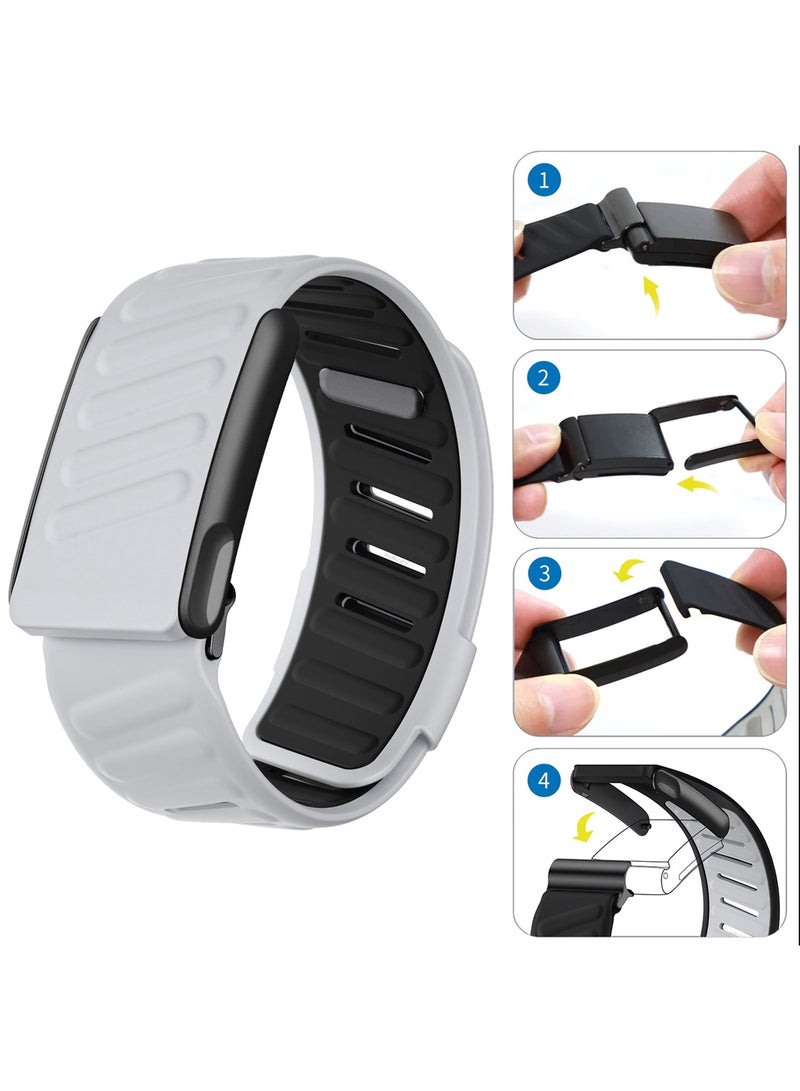 MARGOUN Sports Silicone Ventilated Band Compatible with Whoop MG - Waterproof Adjustable Fitness Wrist Strap - Light Grey - Image 3