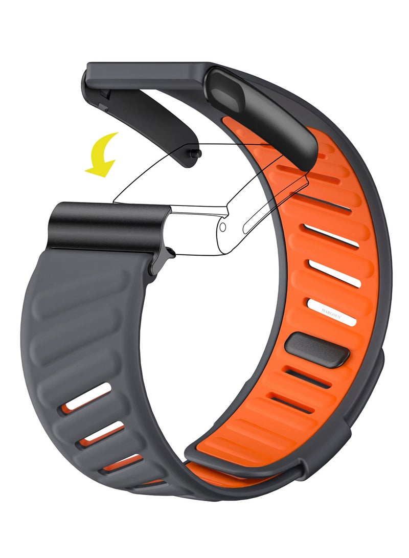 MARGOUN Sports Silicone Ventilated Band Compatible with Whoop MG - Waterproof Adjustable Fitness Wrist Strap - Dark Grey and Orange - Image 1
