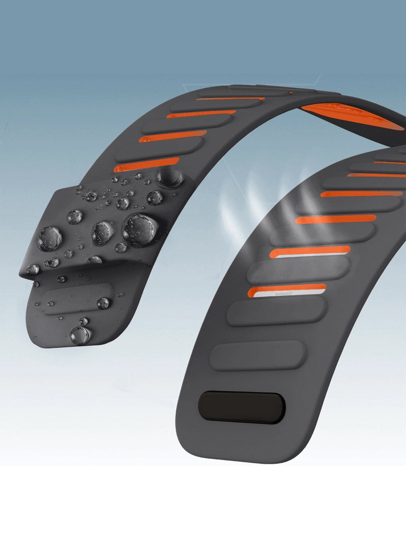 MARGOUN Sports Silicone Ventilated Band Compatible with Whoop MG - Waterproof Adjustable Fitness Wrist Strap - Dark Grey and Orange - Image 2