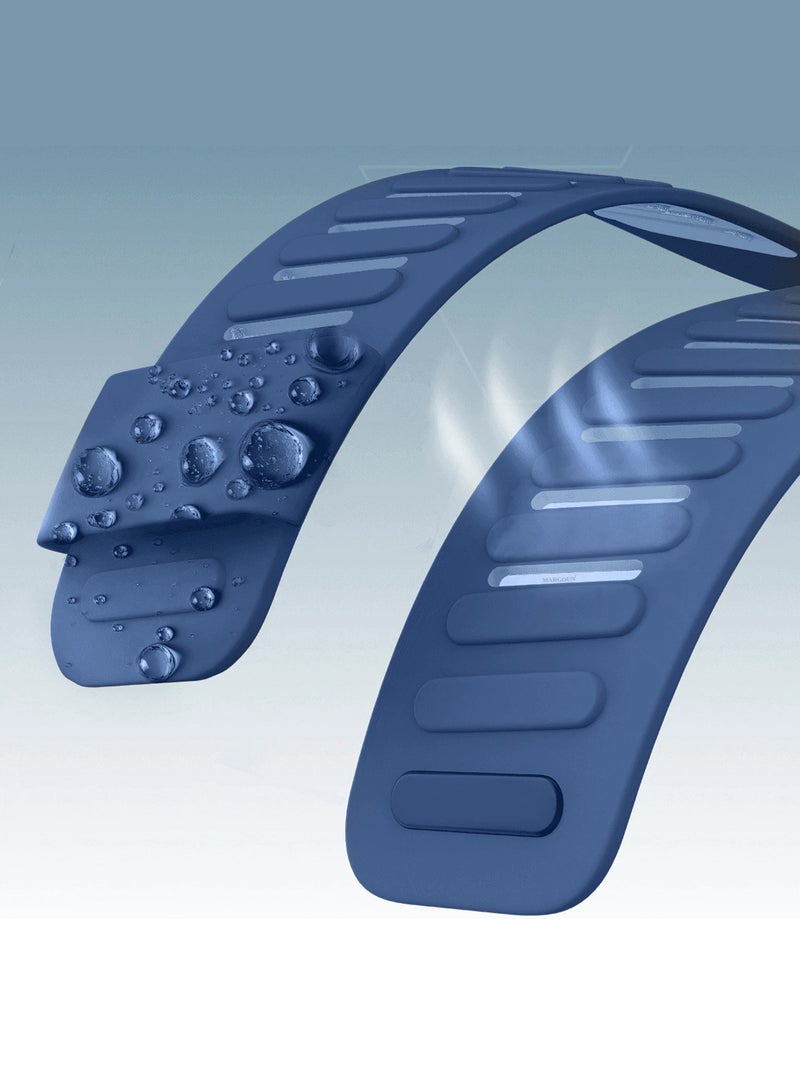 MARGOUN Sports Silicone Ventilated Band Compatible with Whoop MG - Waterproof Adjustable Fitness Wrist Strap - Blue - Image 2