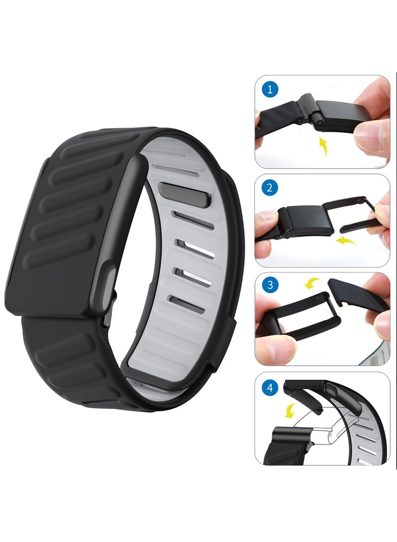 MARGOUN Sports Silicone Ventilated Band Compatible with Whoop MG - Waterproof Adjustable Fitness Wrist Strap - Black - Image 3