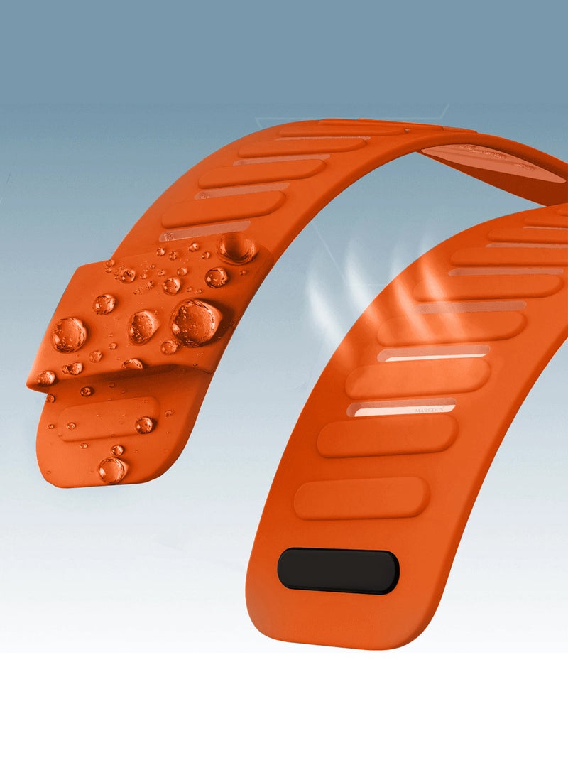 MARGOUN Sports Silicone Ventilated Band Compatible with Whoop MG - Waterproof Adjustable Fitness Wrist Strap - Orange - Image 2