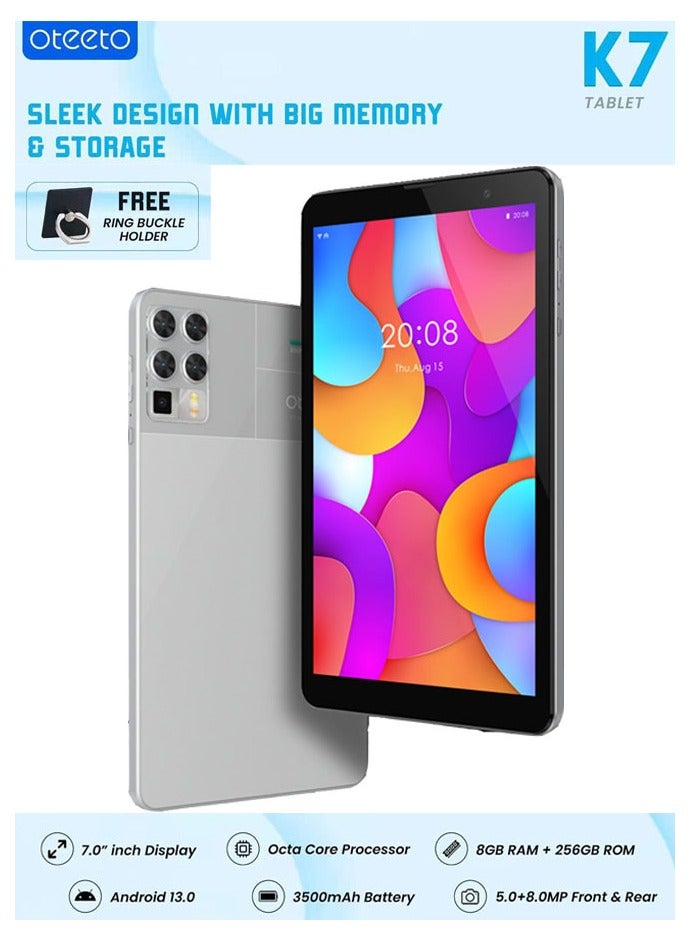 Oteeto K7 7.0-Inch Display Android Tablet With 8GB RAM 256GB ROM and 3500 mAh Battery - Grey - Image 3