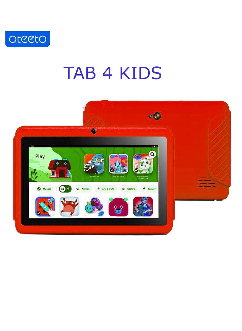 Oteeto Tab 4 7-Inch IPS Display Kids 5G Tablet 4GB RAM 128GB ROM - Red - Image 1