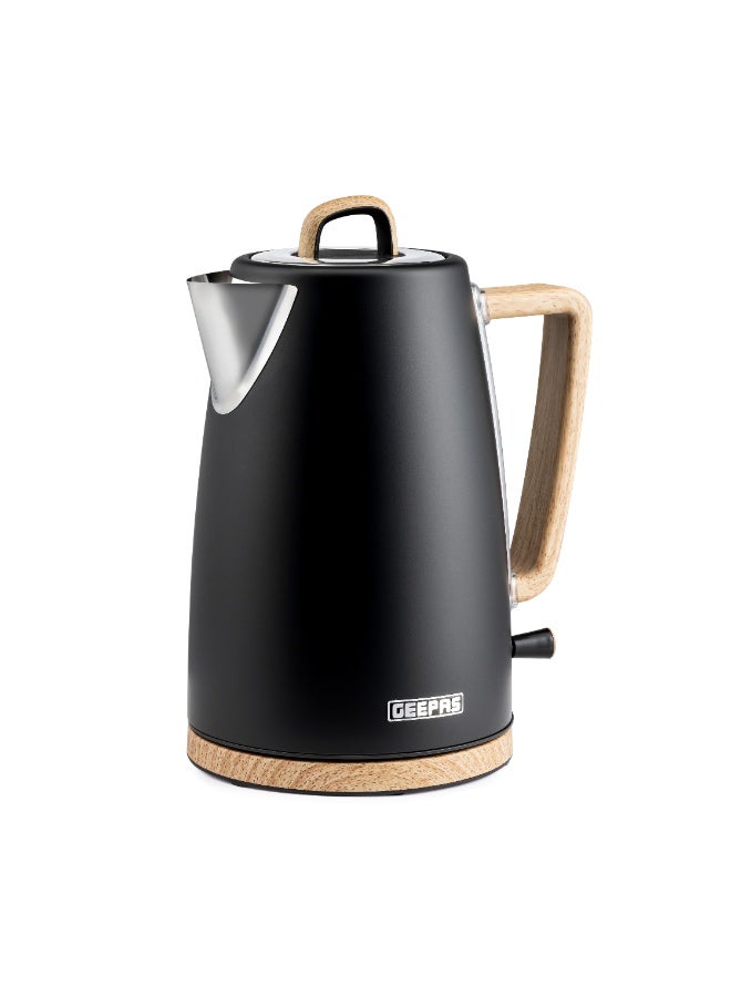 GEEPAS 1.7 L Stainless Steel Electric Kettle | 3000W Rapid Boil, Water Level Indicator | Strix Technology, Detachable Filter, Auto Shut-Off | GK38072UK-BK Black 1.7 L 3000 W GK38072UK-BK black - Image 1