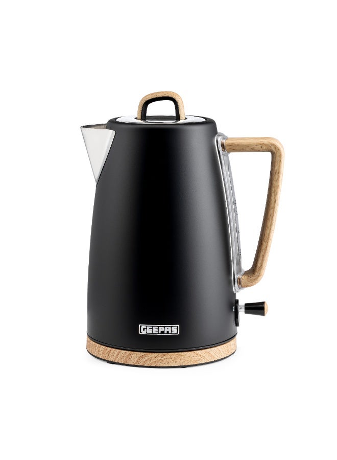 GEEPAS 1.7 L Stainless Steel Electric Kettle | 3000W Rapid Boil, Water Level Indicator | Strix Technology, Detachable Filter, Auto Shut-Off | GK38072UK-BK Black 1.7 L 3000 W GK38072UK-BK black - Image 2