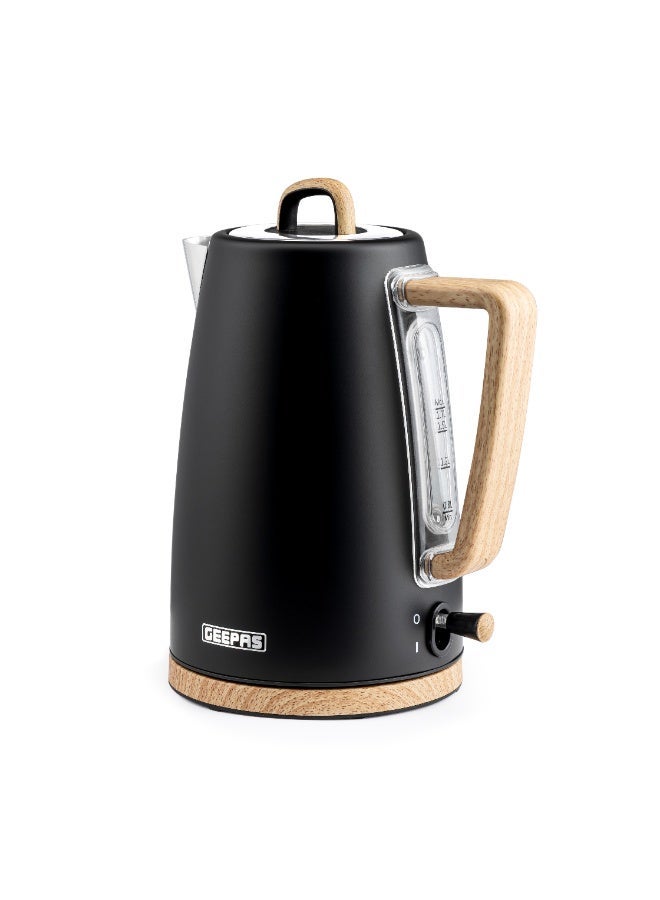 GEEPAS 1.7 L Stainless Steel Electric Kettle | 3000W Rapid Boil, Water Level Indicator | Strix Technology, Detachable Filter, Auto Shut-Off | GK38072UK-BK Black 1.7 L 3000 W GK38072UK-BK black - Image 3