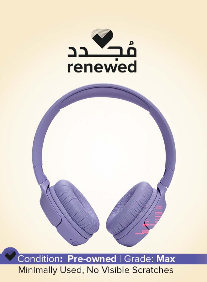 JBL Renewed - Tune 520Bt Wireless On Ear Headphones Pure Bass Sound 57H Battery Hands Free Call Plus Voice Aware Multi Point Connection Lightweight And Foldable - Purple - Image 1