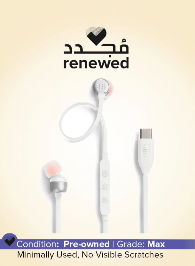 JBL Renewed - Tune 310C USB-C Wired Hi-Res In-Ear Headphones - White - Image 1