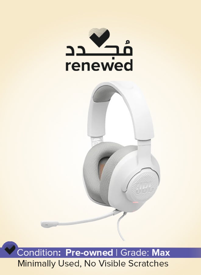JBL Renewed - Quantum 100M2 Wired Over-Ear Gaming Headset with  QuantumSOUND Signature and 3.5 mm Headphone Jack, Multi-Platform Compatibility, Detachable Mic, Mute Option - White - Image 1