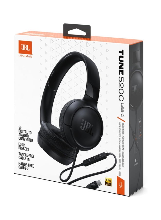 JBL Renewed - Tune 520C USB-C Wired Headphones – Hi-Res Audio, Pure Bass, 3-Button Remote, Comfortable Fit - Black - Image 3