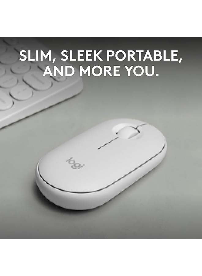 Logitech Renewed - Pebble Mouse 2 M350s Slim Bluetooth Wireless Mouse, Portable, Customisable Button, Quiet Clicks, 4K DPI, 24-month battery, Easy-Switch for Windows, macOS, iPadOS, Android, Chrome OS - White - Image 3