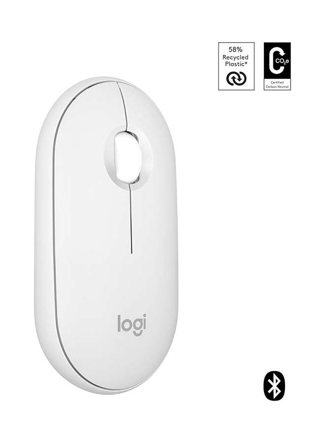 Logitech Renewed - Pebble Mouse 2 M350s Slim Bluetooth Wireless Mouse, Portable, Customisable Button, Quiet Clicks, 4K DPI, 24-month battery, Easy-Switch for Windows, macOS, iPadOS, Android, Chrome OS - White - Image 2
