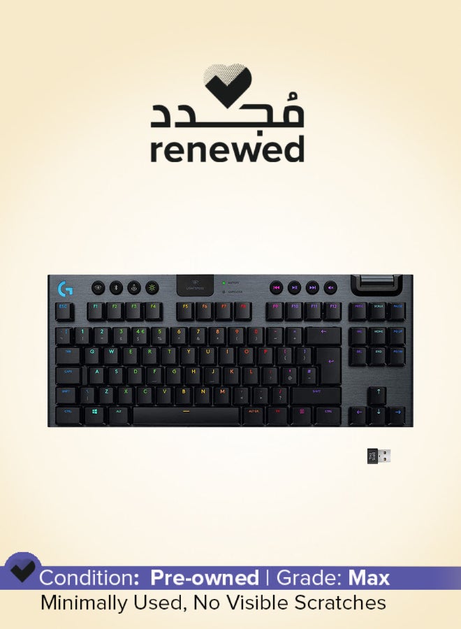 Logitech Renewed - G915 TKL Tenkeyless Lightspeed Wireless RGB Mechanical Gaming Keyboard - Black - Image 1