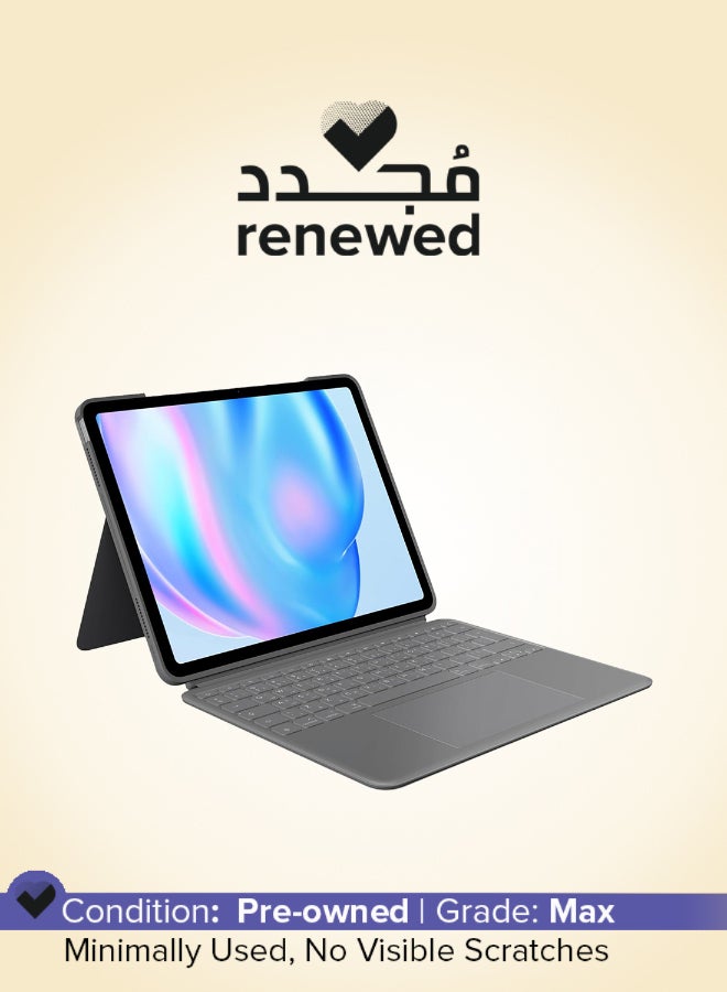 Logitech Renewed - Combo Touch iPad Air 13-inch (M2)(2024) Keyboard Case - Arabic Layout - Oxford Grey - Image 1