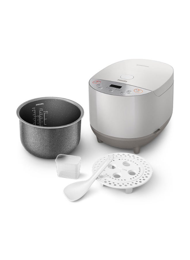 فيليبس طباخ أرز رقمي تسخين ذكي ثلاثي الأبعاد، 5 برامج مسبقة، متعدد الوظائف، وظيفة الحفاظ على الحرارة تلقائيًا، 1.8 لتر 940 واط HD4515/65 أبيض - Image 3