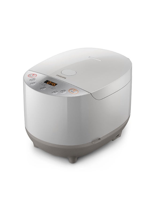 فيليبس طباخ أرز رقمي تسخين ذكي ثلاثي الأبعاد، 5 برامج مسبقة، متعدد الوظائف، وظيفة الحفاظ على الحرارة تلقائيًا، 1.8 لتر 940 واط HD4515/65 أبيض - Image 1