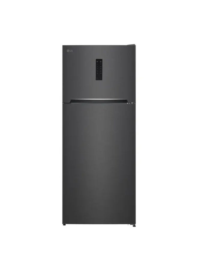 إل جي ثلاجة LG NoFrost بفريزر علوي، 401 لتر، موتور عاكس، أسود - GTF402SBAN - Image 1