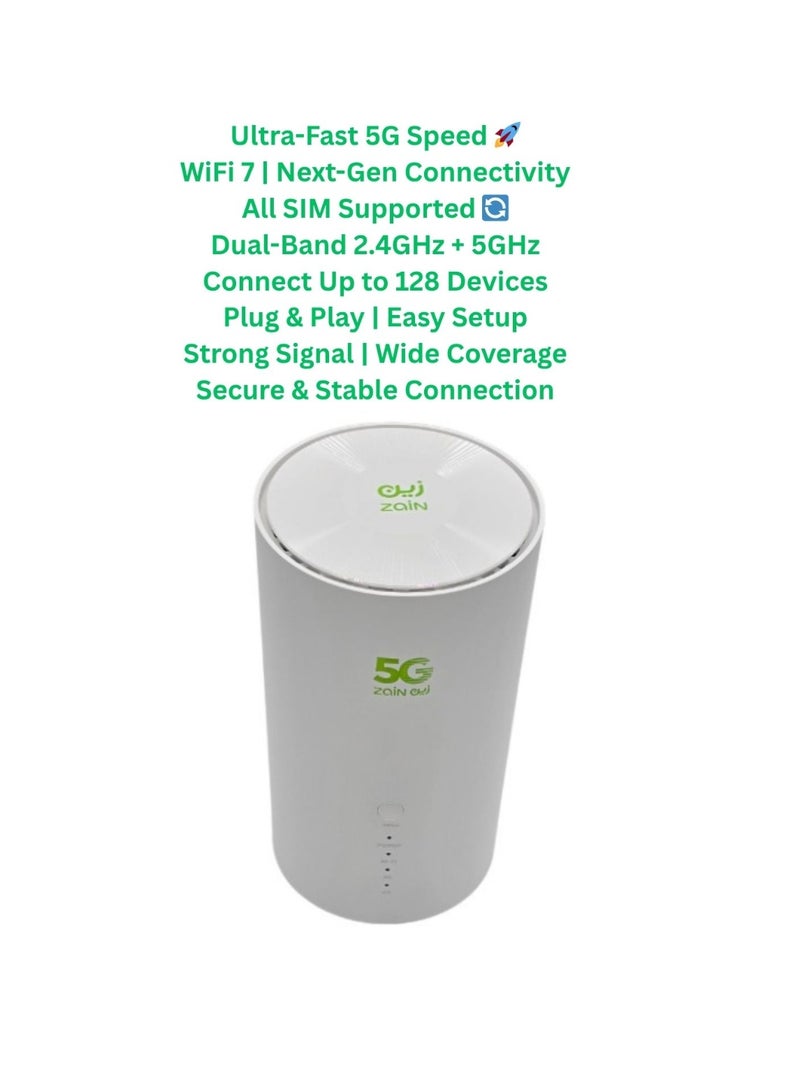 Zain MeiG -  5G CPE WiFi 7 Router SRT858M | Ultra-Fast 5G Speed | Dual-Band 2.4GHz & 5GHz | Support All Networks (STC,Mobily,Zain) | Connect Up to 128 Devices – White - Image 4