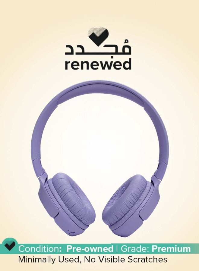 JBL Renewed - Tune 520Bt Wireless On Ear Headphones Pure Bass Sound 57H Battery Hands Free Call Plus Voice Aware Multi Point Connection Lightweight And Foldable - purple - Image 1