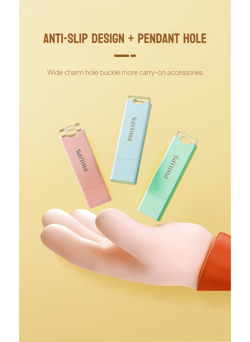 فيليبس Cute Mini Metal Flash Drive 64GB - USB 3.2 High-Speed, Waterproof, Portable for Students/Office/Car - Light Green (Gift-Ready) 64 GB - Image 5