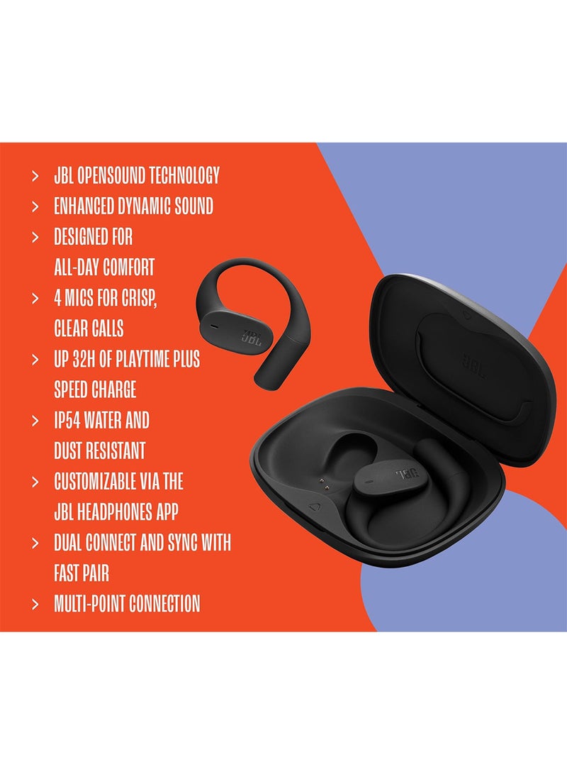 جي بي إل سماعات JBL Sense Lite اللاسلكية بتصميم مفتوح وحلقة أذن، تقنية JBL OpenSound لنقل الصوت عبر الهواء، 32 ساعة تشغيل، مقاومة للماء والغبار IP54، أسود - Image 4