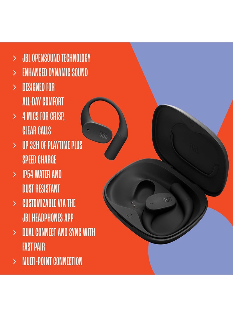 جي بي إل سماعات أذن لاسلكية JBL Sense Lite بتصميم مفتوح وحلقة أذن، تقنية توصيل الهواء JBL OpenSound، 32 ساعة تشغيل، مقاومة للماء والغبار IP54، حقيبة - Image 4