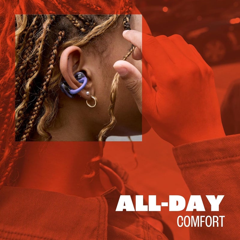 JBL Soundgear Clips True Wireless Open-Ear Headphones, SonicArc Design, Up to 32 Hours Total Playtime, 4 Beamforming Mics, IP54 Water & Dust-Resistant, JBL OpenSound Technology, Ghost Blue Ghost Blue - Image 4