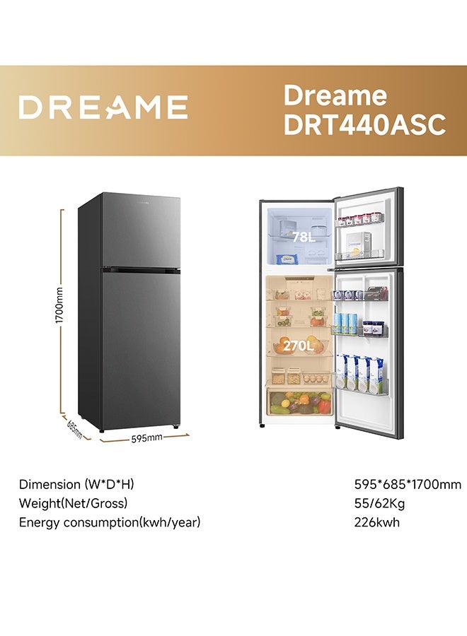 دريم ثلاجة فريزر مزدوجة باب سعة 440 لتر إجمالي و 348 لتر صافي، بدون صقيع، تدفق هواء متعدد، فتح من اليمين، مقبض مدمج - Image 5