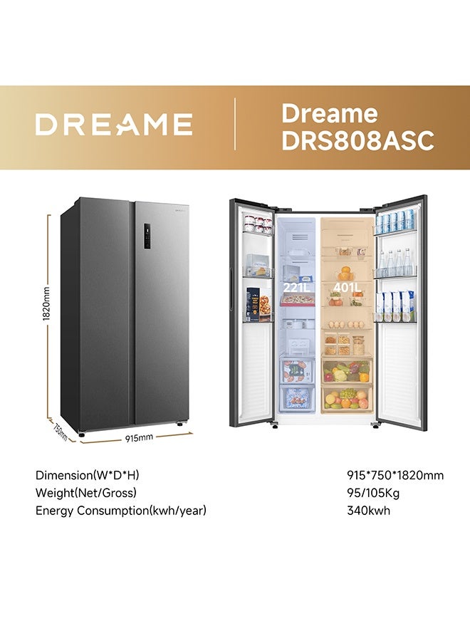 دريم ثلاجة فريزر مزدوجة الباب بسعة 808 لتر إجمالي و 622 لتر صافي، ضاغط عاكس، بدون صقيع، تدفق هواء متعدد - Image 5