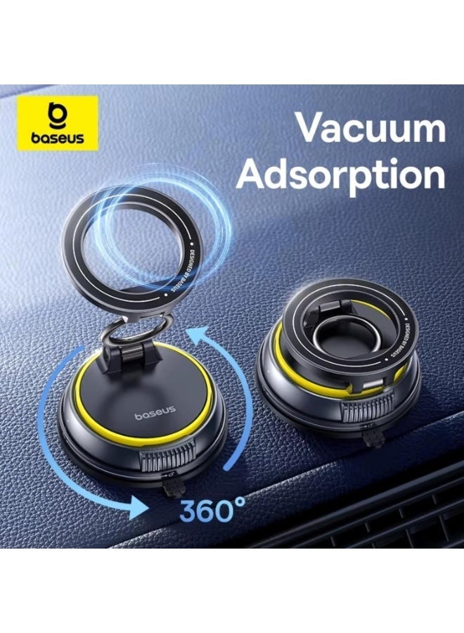 بيسوس PrimeTrip VC2 Flex Magnetic Car Mount – 35N Strong Grip, Vacuum Suction Lock, 720° 3-Axis Adjustment, Universal MagSafe/Android Car Phone Holder Grey - Image 4