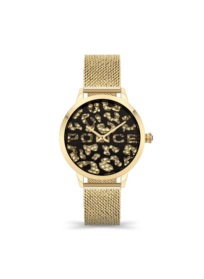 POLICE Women's Bagan Black Dial Gold Stainless Steel Bracelet Analog Watch - 36Mm - Image 1