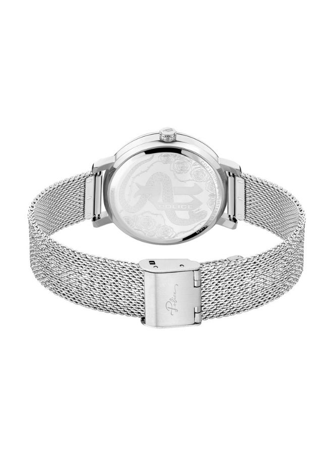 بوليس ساعة بونتا أنالوج برباط فضي من الفولاذ المقاوم للصدأ بقرص أسود - 36 مم - Image 3