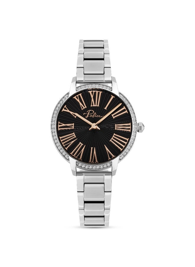 POLICE Women's Nadu Black Dial Silver Metal Bracelet Multifunction Watch - 34Mm - Image 1