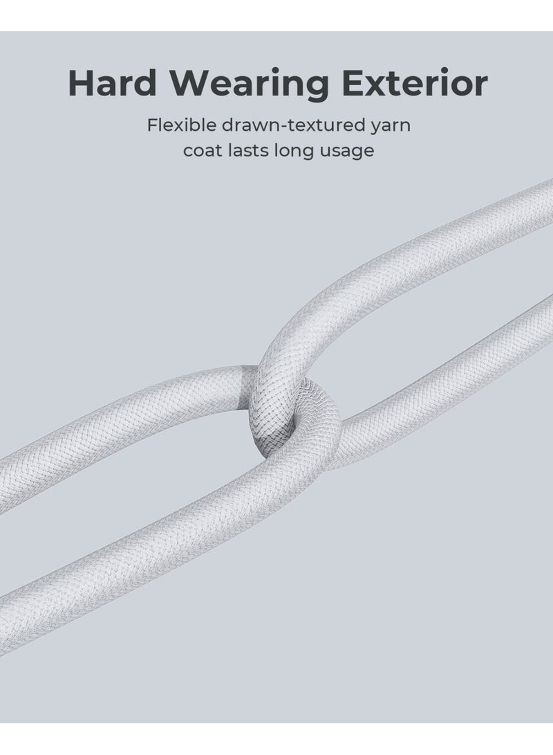 Aukey Circlit Blink 60W Lite Cable 1m. DTY Braided USB-C to USB-C - CB-DCC063 - White - Image 2