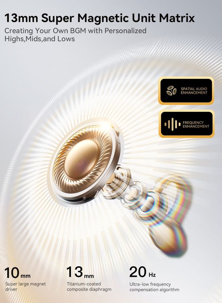 جوي روم Openfree OE3 Open Ear Wireless Earbuds with Bass Boost, Ai-Enchanced Clear Calls, 13mm Dynamic Drivers, Dual Device Connection, All-Day Comfort Fit, Smart Touch Control, Upgraded Bluetooth 5.4, 25H Playtime - Customization via App Pearl Silver - Image 4