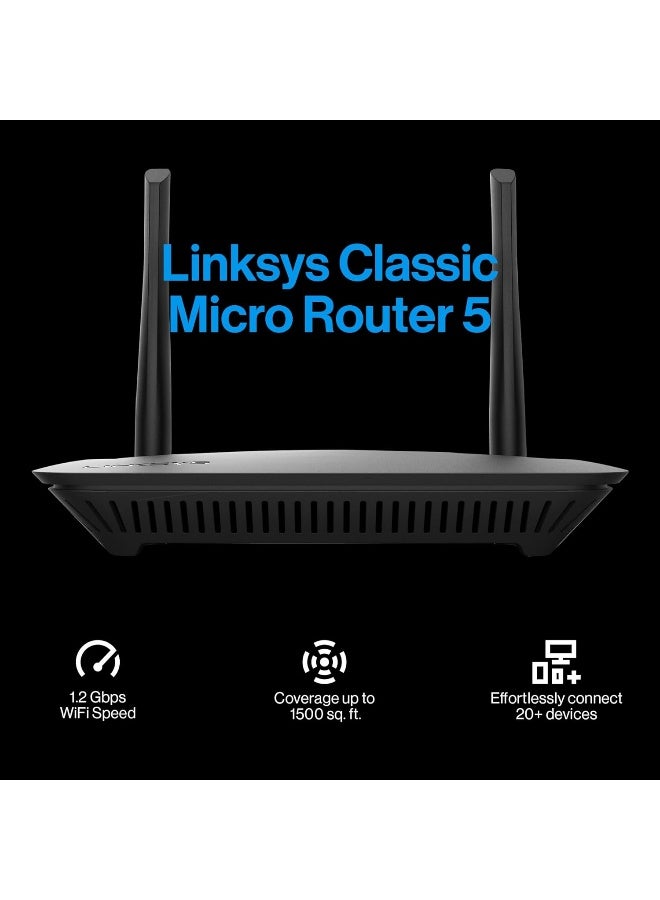 LINKSYS WiFi 5 Router with 1,500 Sq. ft Coverage, Supports 20+ Devices, Speeds up to 1.2Gbps - 2024 Release black - Image 2