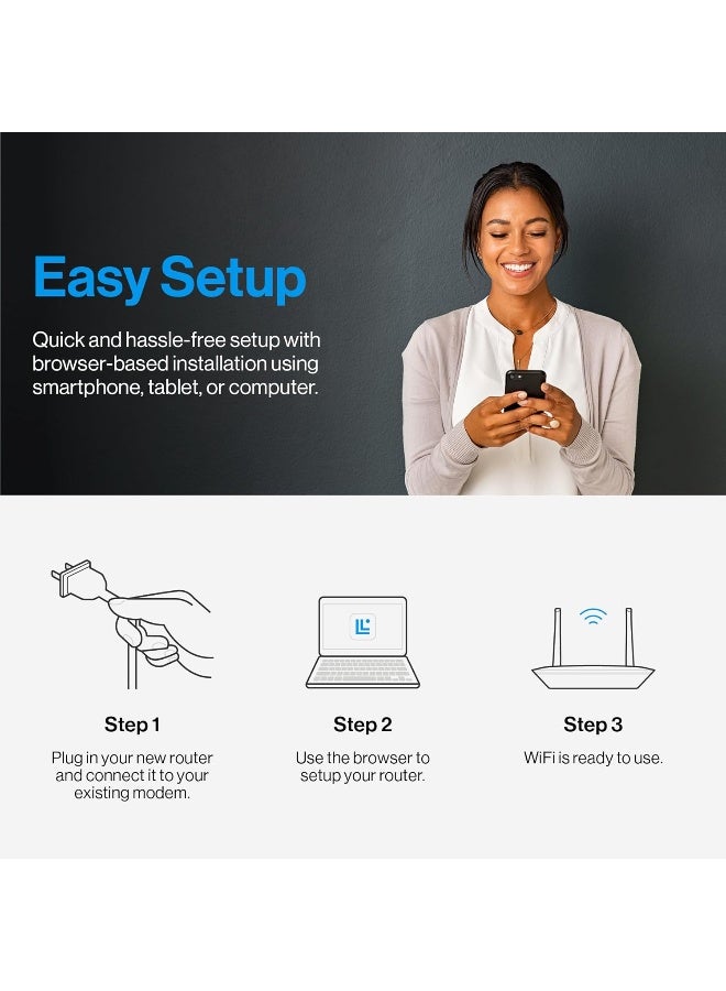 LINKSYS WiFi 5 Router with 1,500 Sq. ft Coverage, Supports 20+ Devices, Speeds up to 1.2Gbps - 2024 Release black - Image 3