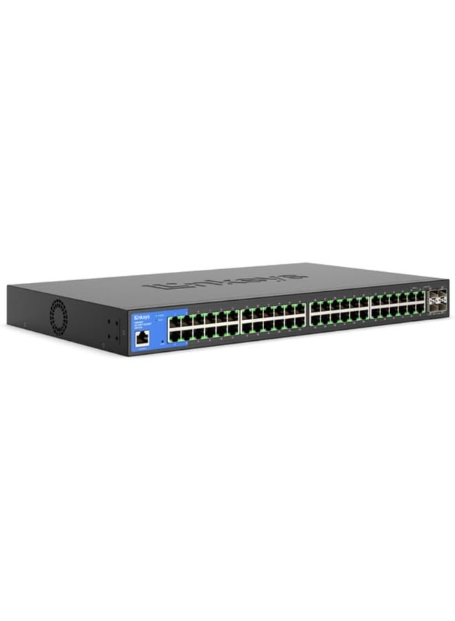 LINKSYS GIGABIT MANAGED 48-Port Switch with 4 10G SFP+ Ports (Model LGS352C) Black - Image 1