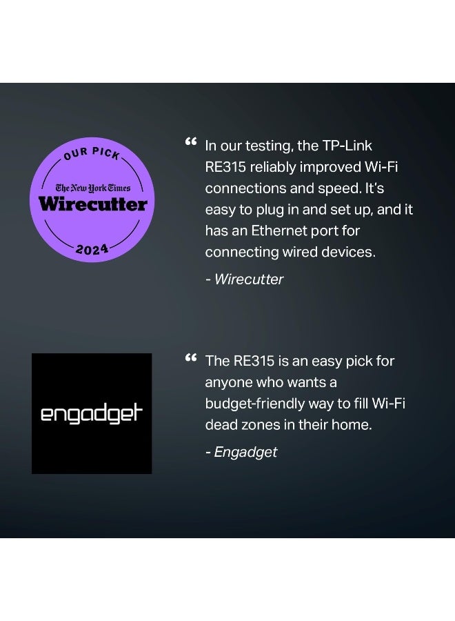تي بي لينك موسع واي فاي AC1200 RE315 - معزز إشارة مزدوج النطاق بسرعة 1.2 جيجابت في الثانية، يغطي 1500 قدم مربع لما يصل إلى 30 جهازًا - Image 2