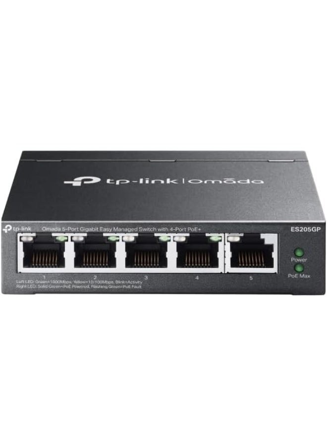 تي بي لينك ES205GP 5-Port Gigabit Easy Managed Switch with 4 PoE+ Ports Black - Image 1