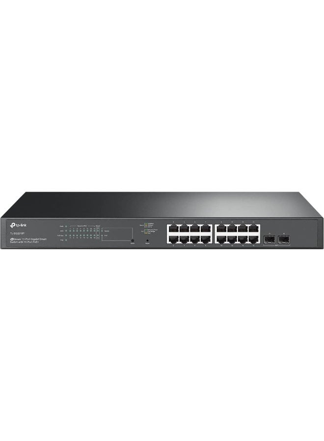 TL-SG2218P 18-Port Gigabit Smart Managed PoE Switch with 16 PoE+ Ports and 2 SFP Slots Black