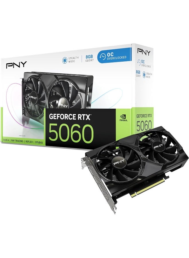 بي إن واي بطاقة الرسوميات GeForce RTX 5060 بسعة 8GB مع تردد مكسور مزدوج المروحة DLSS 4 - Image 1