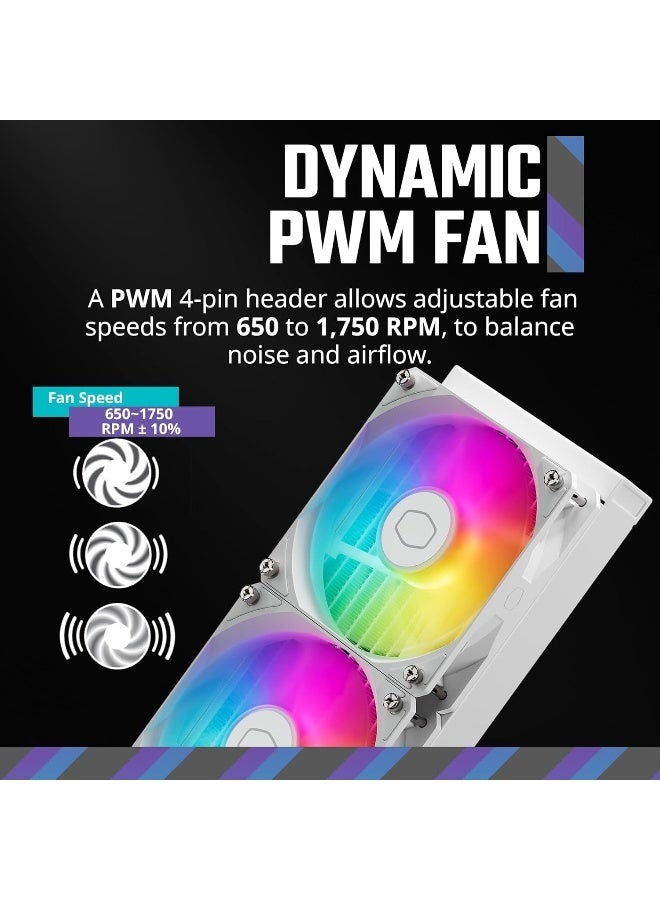 كولر ماستر ماستر ليكويد 360L كور وايت 360 مم مبرد سائل مغلق AIO - Image 5