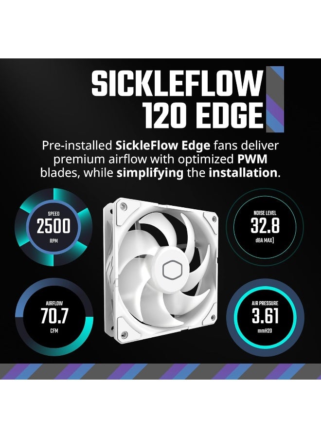 كولر ماستر ماسترليكويد 360 أتموس أبيض ARGB مبرد سائل AIO مع مراوح Sickleflow Edge PWM ومشعاع 360 مم - Image 5
